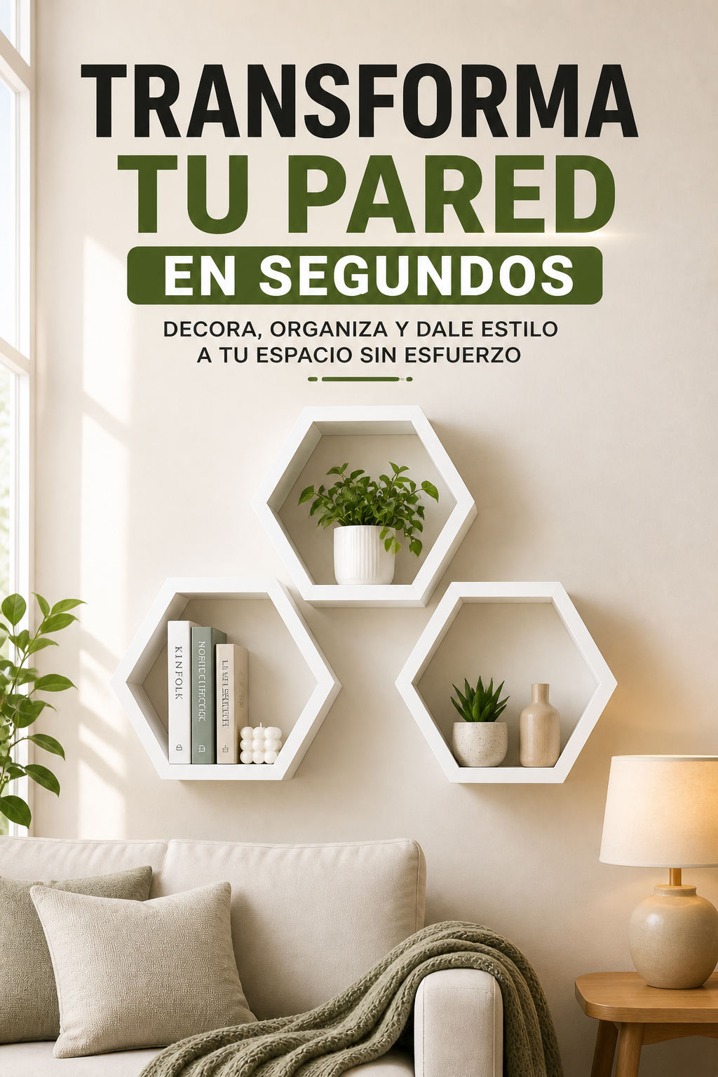 Estanterías Hexágono Madera Blanca Set Decorativo