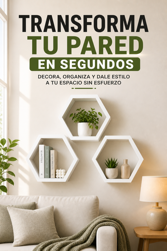 Estanterías Hexágono Madera Blanca Set Decorativo